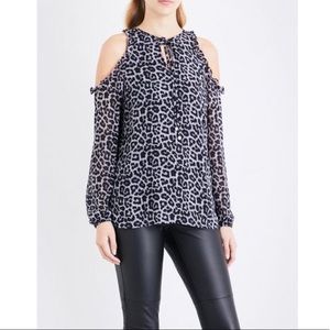 Michael Kors Leopard print cold-shoulder top